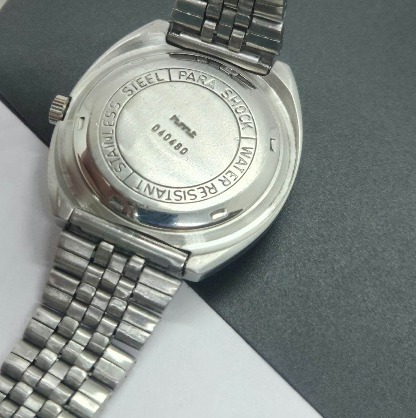 Vintage Original HMT Arjun Hand Winding 17 Jewels Silver Face Silver Band Men's Wrist Watch F07