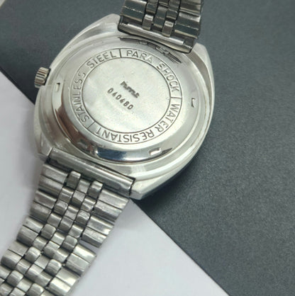 Vintage Original HMT Arjun Hand Winding 17 Jewels Silver Face Silver Band Men's Wrist Watch F07