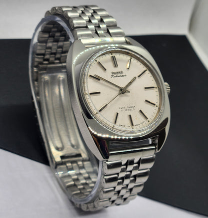 Vintage Original HMT Kohinoor Hand Winding 17 Jewels White Face Silver Bracelet Men's Wrist Watch F08
