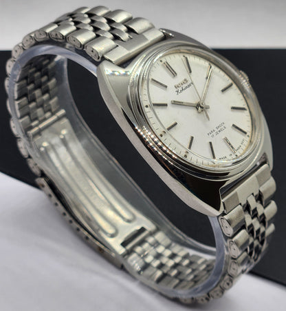 Vintage Original HMT Kohinoor Hand Winding 17 Jewels White Face Silver Bracelet Men's Wrist Watch F11
