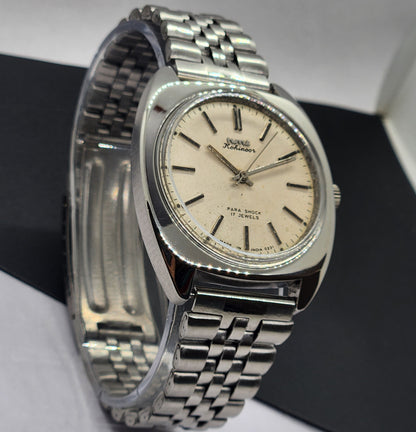 Vintage Original HMT Kohinoor Hand Winding 17 Jewels White Face Silver Bracelet Men's Wrist Watch F12