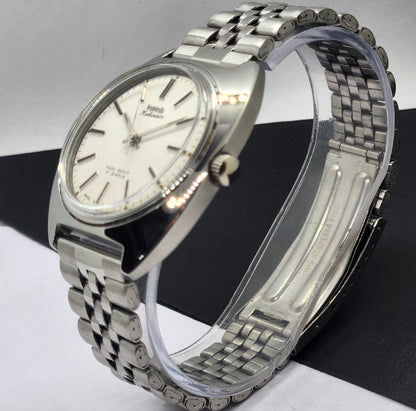 Vintage Original HMT Kohinoor Hand Winding 17 Jewels White Face Silver Bracelet Men's Wrist Watch F14