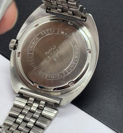 Vintage Original HMT Kohinoor Hand Winding 17 Jewels White Face Silver Bracelet Men's Wrist Watch F17