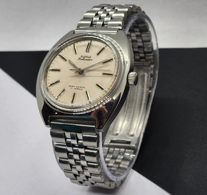Vintage Original HMT Kohinoor Hand Winding 17 Jewels White Face Silver Bracelet Men's Wrist Watch F18