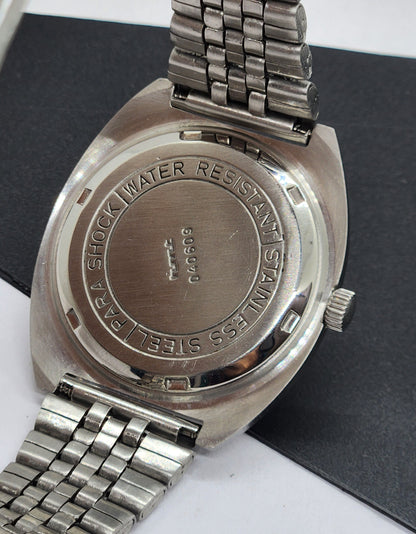 Vintage Original HMT Kohinoor Hand Winding 17 Jewels White Face Silver Bracelet Men's Wrist Watch F18