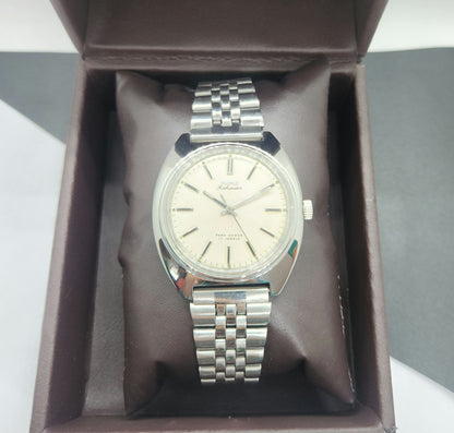 Vintage Original HMT Kohinoor Hand Winding 17 Jewels White Face Silver Bracelet Men's Wrist Watch F18