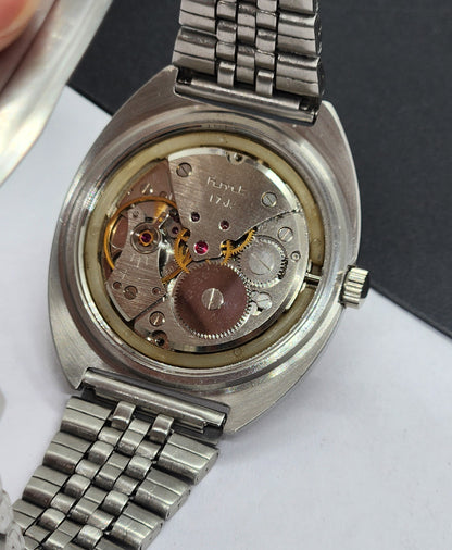 Vintage Original HMT Kohinoor Hand Winding 17 Jewels White Face Silver Bracelet Men's Wrist Watch F19