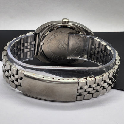 Vintage Original HMT Kohinoor Hand Winding 17 Jewels Black Face Silver Bracelet Men's Wrist Watch F20