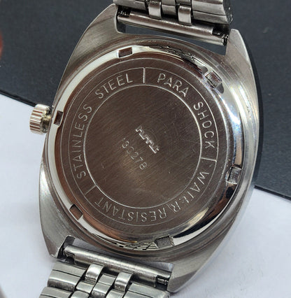 Vintage Original HMT Ashok Hand Winding 17 Jewels Black Face Silver Bracelet Men's Wrist Watch F22