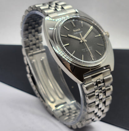 Vintage Original HMT Kohinoor Hand Winding 17 Jewels Gray Face Silver Bracelet Men's Wrist Watch F24