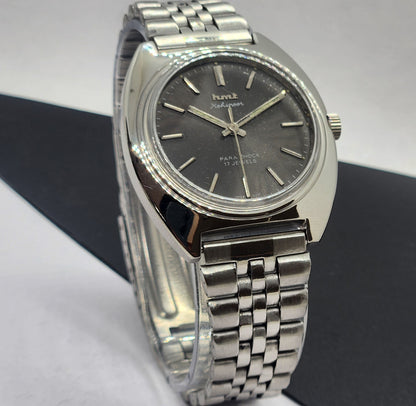 Vintage Original HMT Kohinoor Hand Winding 17 Jewels Gray Face Silver Bracelet Men's Wrist Watch F24
