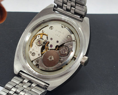 Vintage Original HMT Kohinoor Hand Winding 17 Jewels Gray Face Silver Bracelet Men's Wrist Watch F25