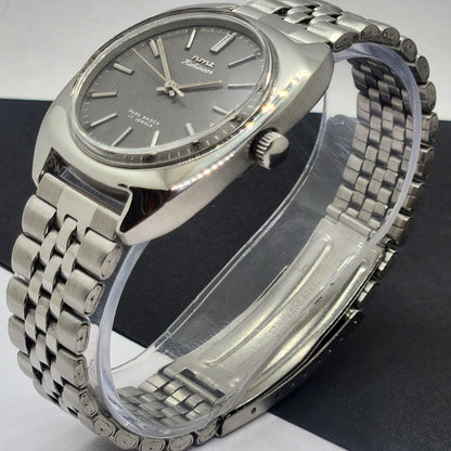 Vintage Original HMT Kohinoor Hand Winding 17 Jewels Gray Face Silver Bracelet Men's Wrist Watch F26