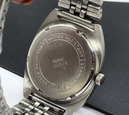Vintage Original HMT Vijay Hand Winding 17 Jewels Gray Face Silver Bracelet Men's Wrist Watch F27