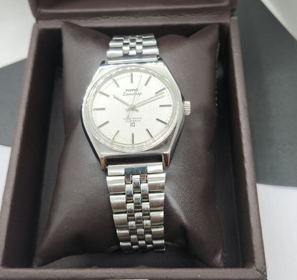 Vintage Original HMT Sandeep Hand Winding 17 Jewels White Face Silver Bracelet Men's Wrist Watch F29