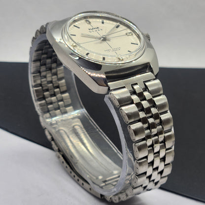 Vintage Original HMT Vijay Hand Winding 17 Jewels White Face Silver Bracelet Men's Wrist Watch F30