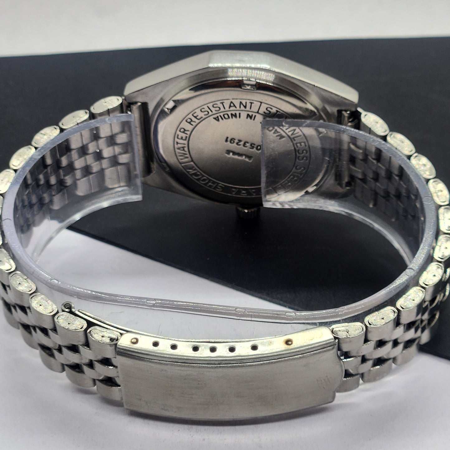 Vintage Original HMT Sartaj Hand Winding 17 Jewels White Face Silver Bracelet Men's Wrist Watch F31