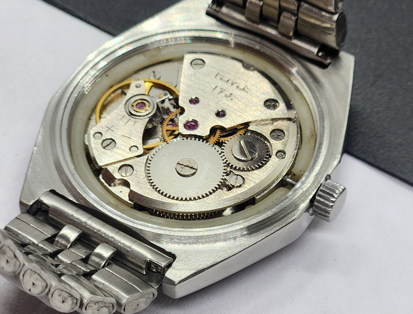 Vintage Original HMT Sartaj Hand Winding 17 Jewels White Face Silver Bracelet Men's Wrist Watch F31