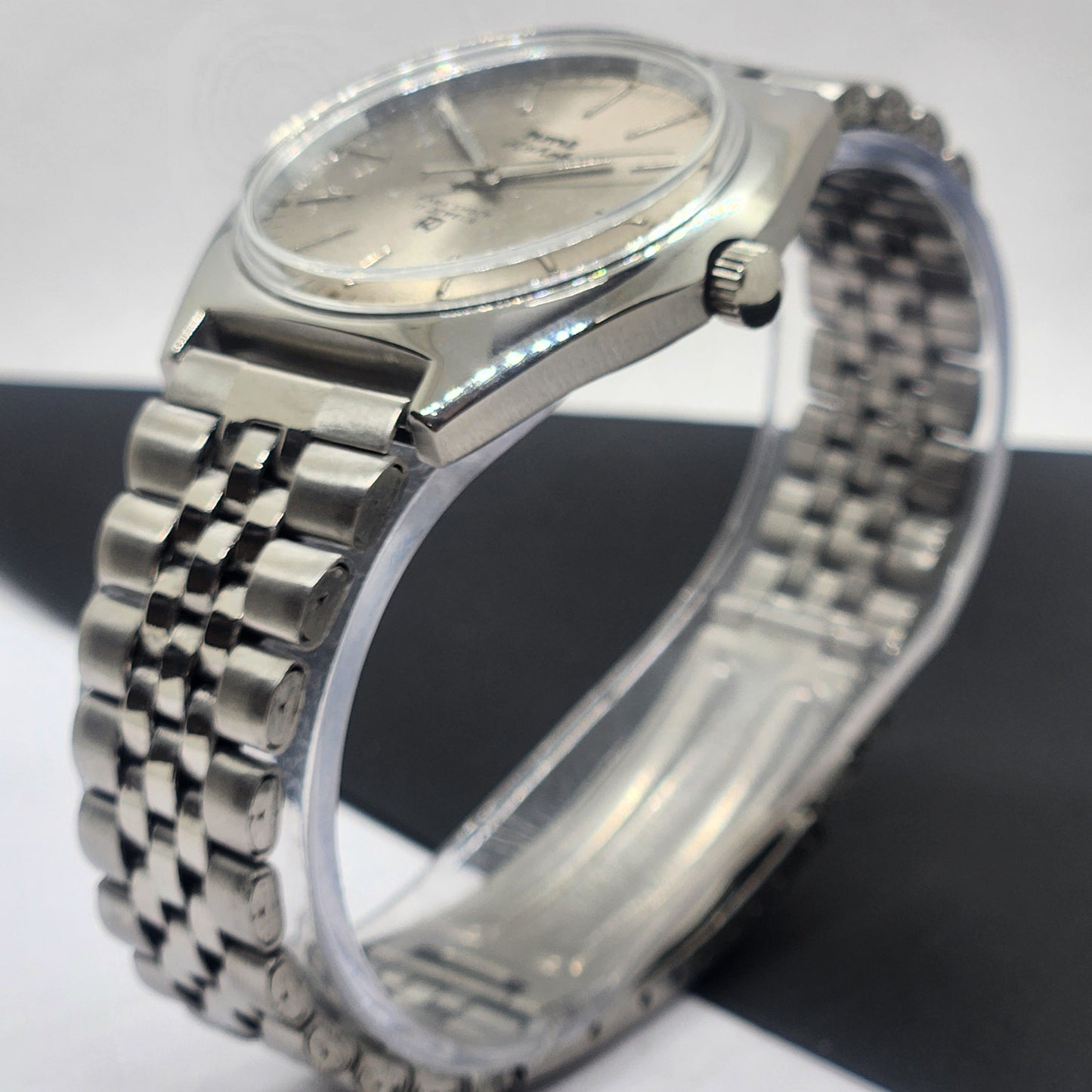 Vintage Original HMT Ashok Hand Winding 17 Jewels Silver Face Silver Bracelet Men's Wrist Watch F33