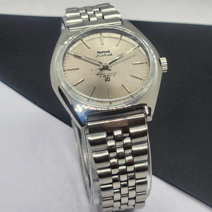 Vintage Original HMT Ashok Hand Winding 17 Jewels Silver Face Silver Bracelet Men's Wrist Watch F33