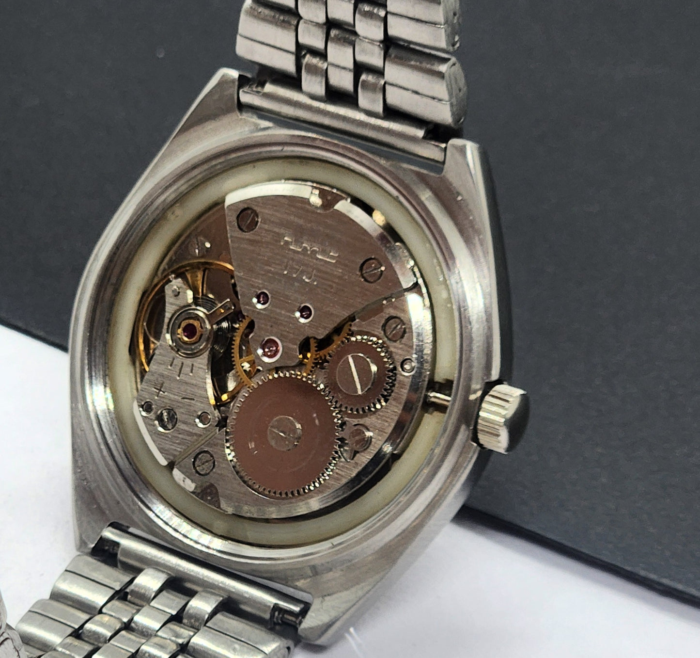 Vintage Original HMT Ashok Hand Winding 17 Jewels Silver Face Silver Bracelet Men's Wrist Watch F33