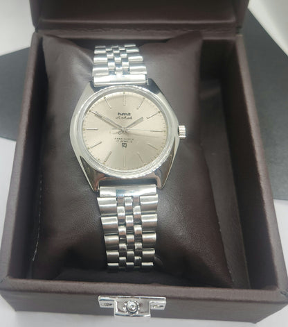 Vintage Original HMT Ashok Hand Winding 17 Jewels Silver Face Silver Bracelet Men's Wrist Watch F33