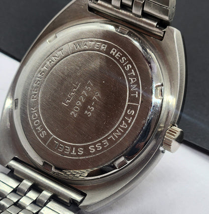Vintage Original HMT Chethan Hand Winding 17 Jewels Golden Face Silver Bracelet Men's Wrist Watch F35