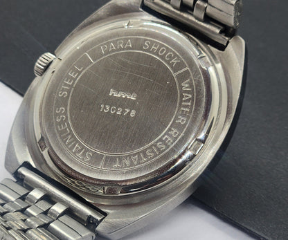 Vintage Original HMT Chethan Hand Winding 17 Jewels Golden Face Silver Bracelet Men's Wrist Watch F37