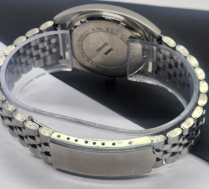 Vintage Original HMT Vijay Hand Winding 17 Jewels Golden Face Silver Bracelet Men's Wrist Watch F41