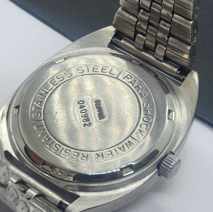 Vintage Original HMT Vijay Hand Winding 17 Jewels Golden Face Silver Bracelet Men's Wrist Watch F41