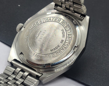 Vintage Original HMT Abhishek Hand Winding 17 Jewels Golden Face Silver Bracelet Men's Wrist Watch F48
