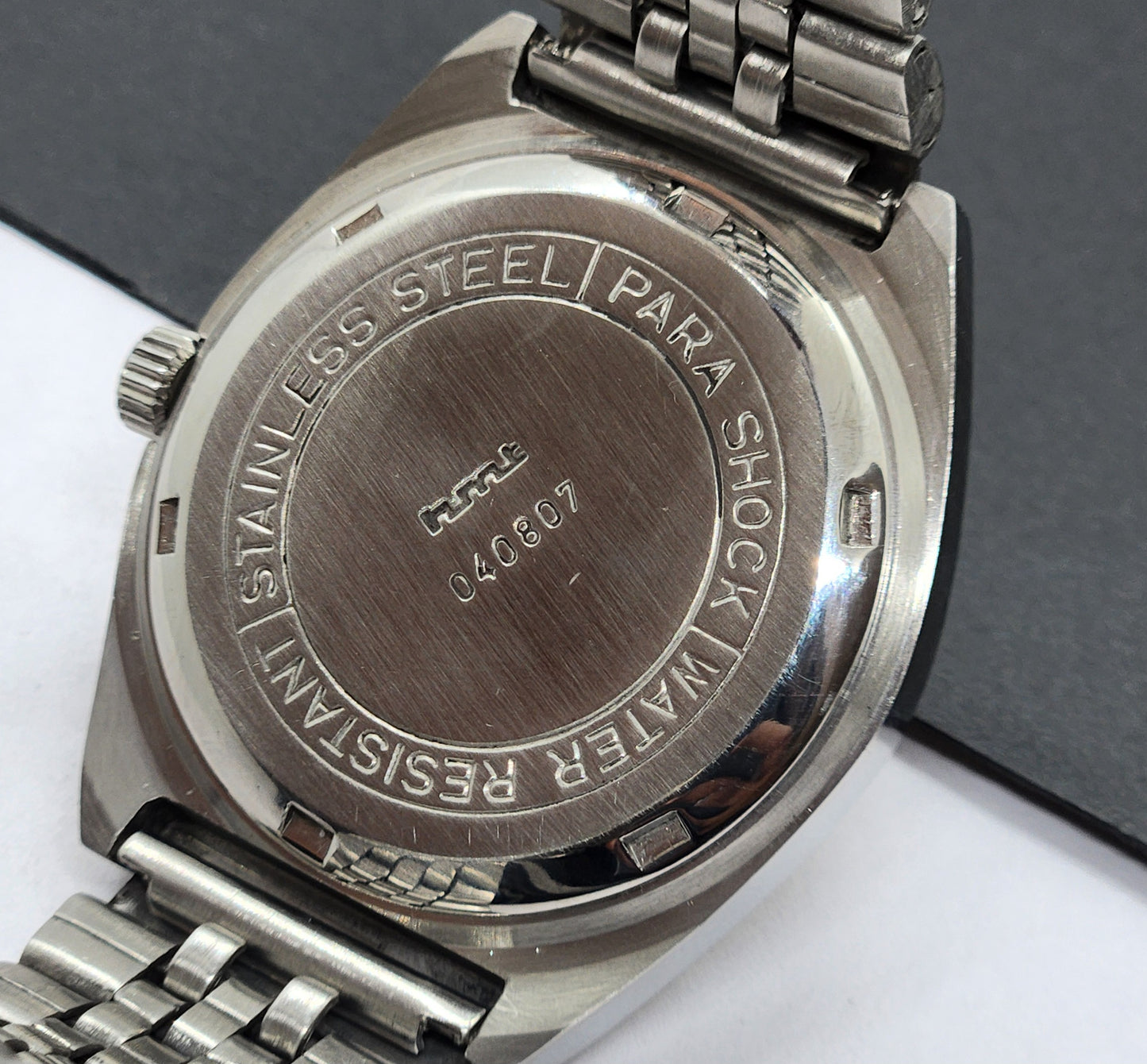 Vintage Original HMT Rohit Hand Winding 17 Jewels Golden Face Silver Bracelet Men's Wrist Watch F51