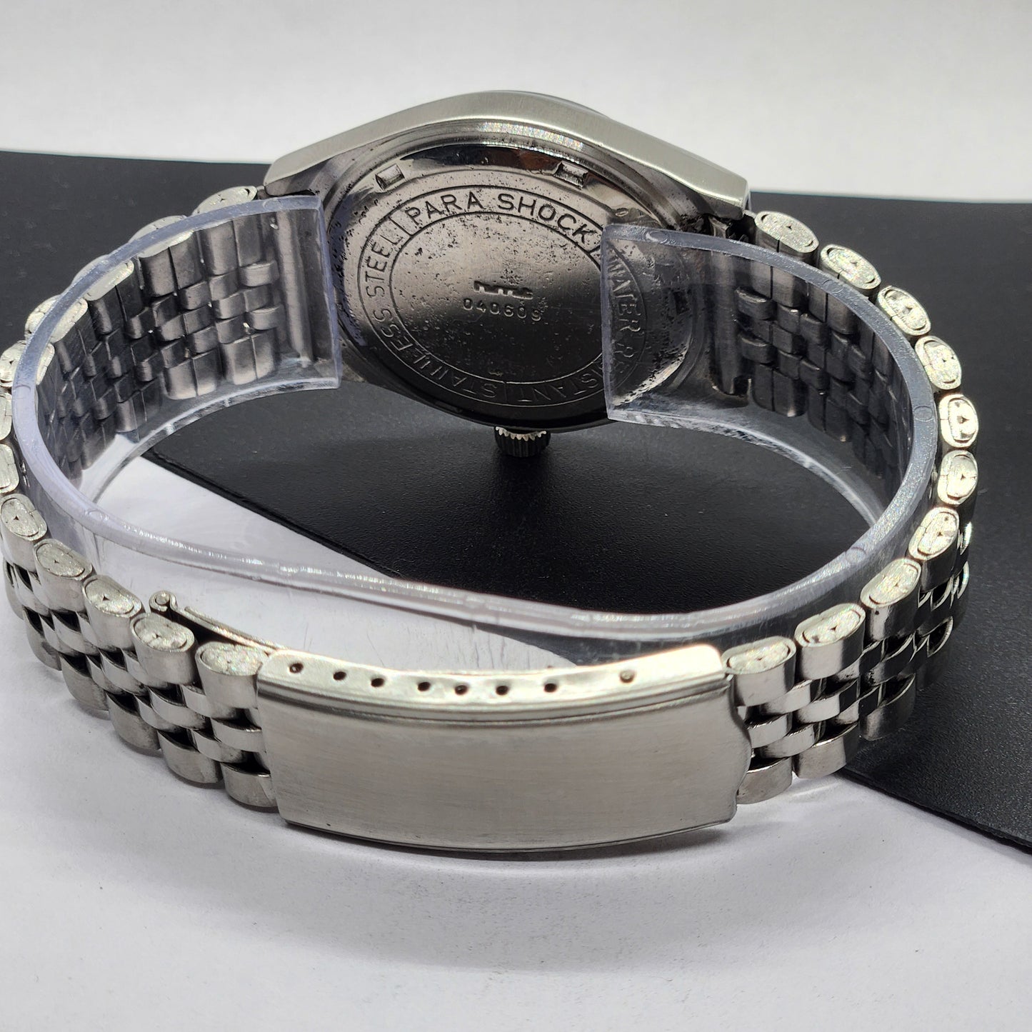 Vintage Original HMT Sarathi Hand Winding 17 Jewels Golden Face Silver Bracelet Men's Wrist Watch F52