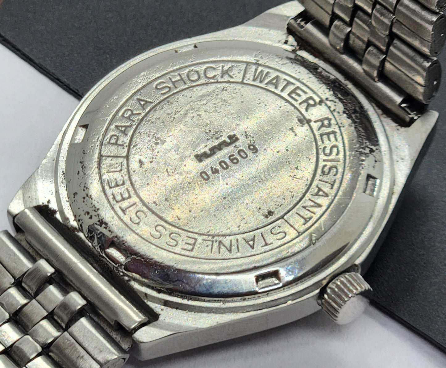Vintage Original HMT Sarathi Hand Winding 17 Jewels Golden Face Silver Bracelet Men's Wrist Watch F52