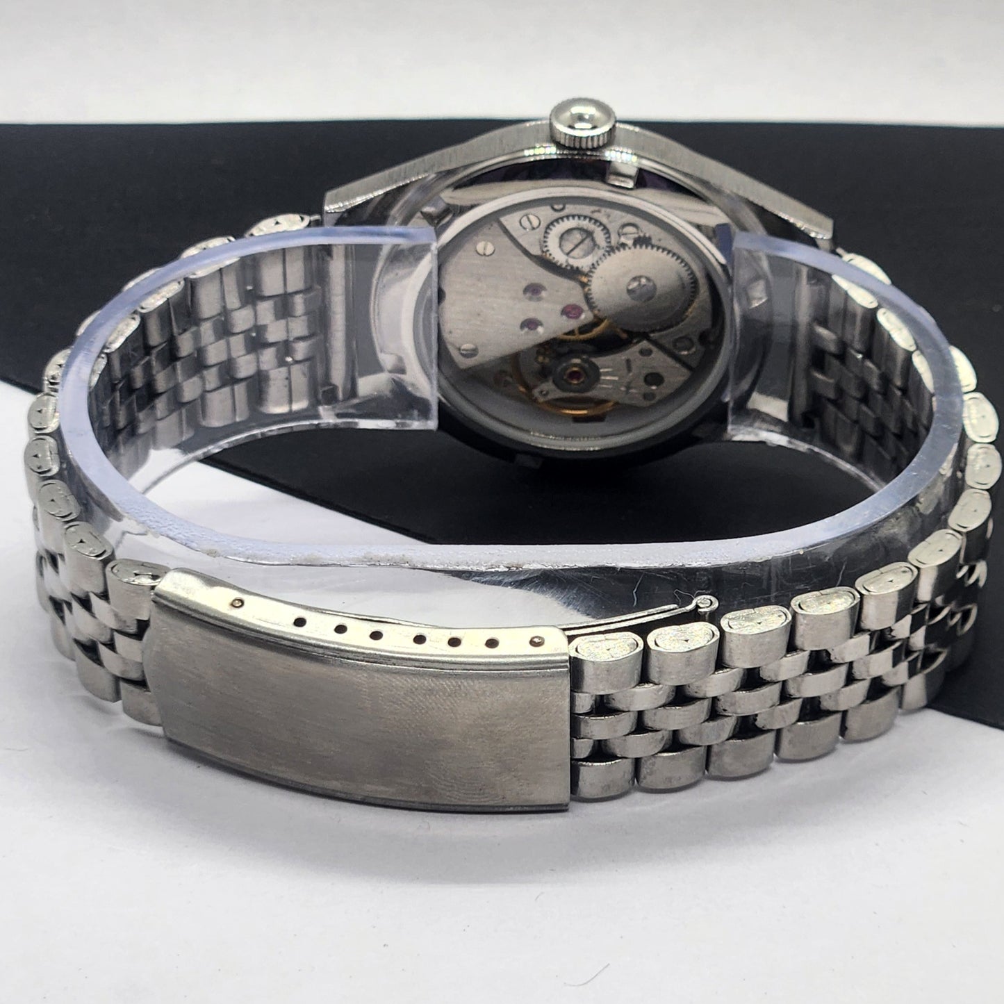 Vintage HMT Janata Urdu Hand Winding 17 Jewels Golden Face Jubilee Bracelet Men's Wrist Watch F59