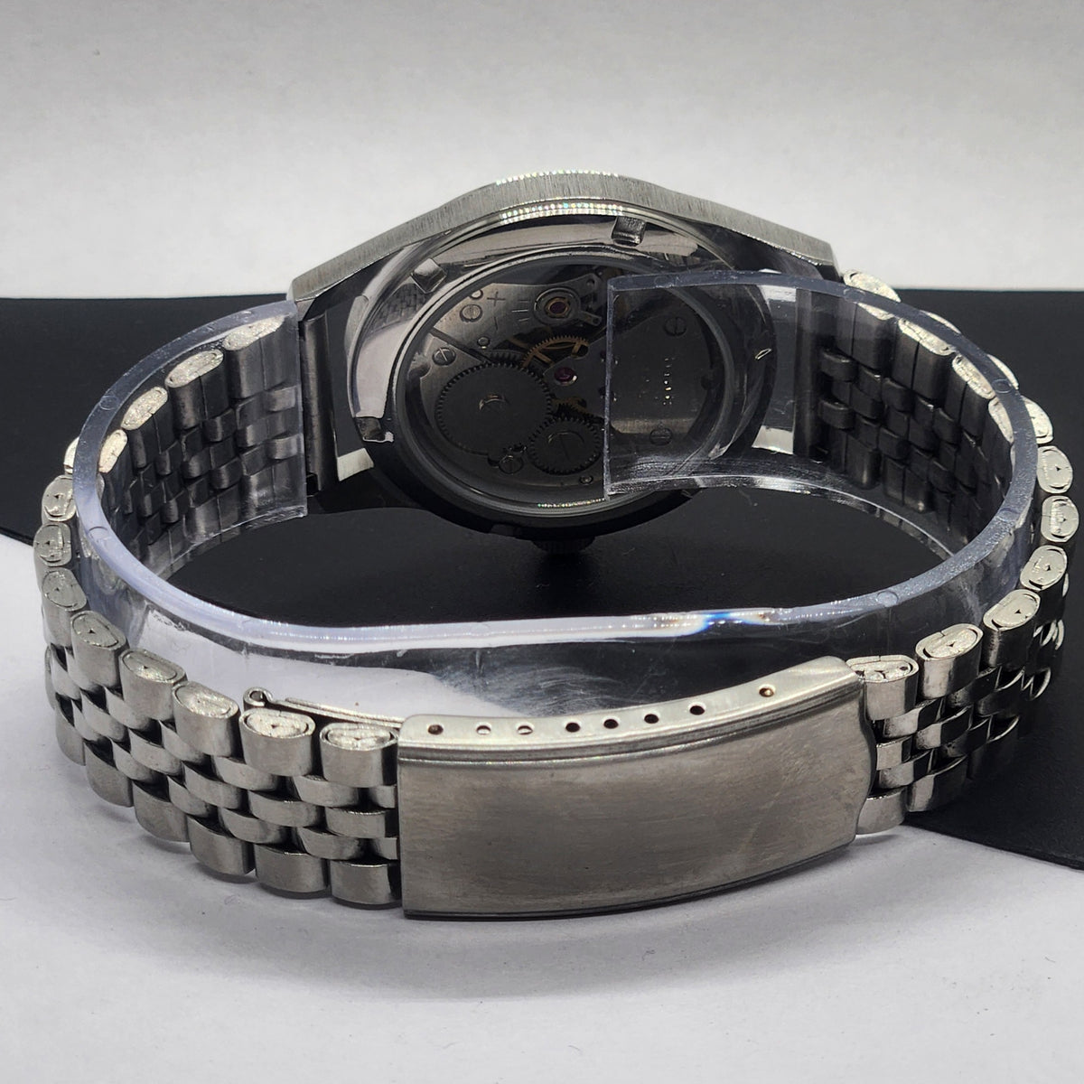 Vintage HMT Janata Hand Winding 17 Jewels Blue Face Jubilee Bracelet Men's Wrist Watch F60