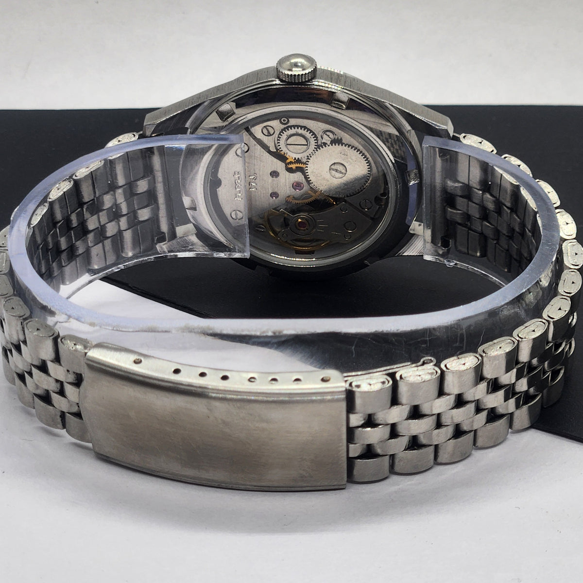 Vintage HMT Jawan Hand Winding 17 Jewels Black Face Jubilee Bracelet Men's Wrist Watch F62