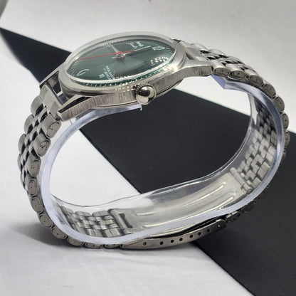 Vintage HMT Janata Hand Winding 17 Jewels Green Face Jubilee Bracelet Men's Wrist Watch F63