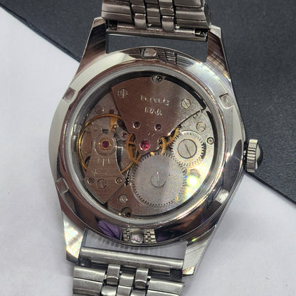 Vintage HMT Janata Hand Winding 17 Jewels Green Face Jubilee Bracelet Men's Wrist Watch F63