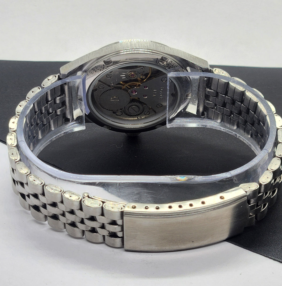 Vintage MOD HMT Gandaberunda Hand Winding 17 Jewels Orange Face Jubilee Bracelet Men's Wrist Watch F69