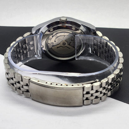 Vintage Mod Seiko 5 Automatic Arabic Blue Face 6309A 17 Jewels Japan Men's Day-Date Wrist Watch F71