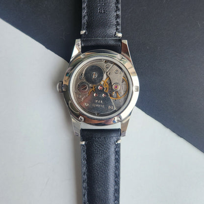 Vintage HMT Pilot Hand Winding 17 Jewels Orange Face Black Leather Strap Men's Wrist Watch F77