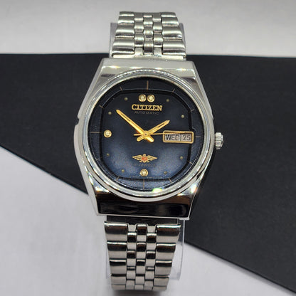 Vintage 1980 Original Citizen Automatic Cal. 8200 Black Face 21 Jewels Day-Date Japanese Men's Wrist Watch EG37
