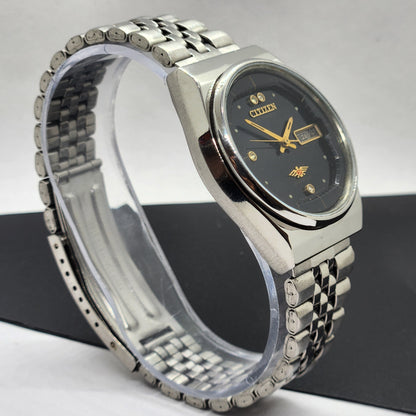 Vintage 1980 Original Citizen Automatic Cal. 8200 Black Face 21 Jewels Day-Date Japanese Men's Wrist Watch EG37
