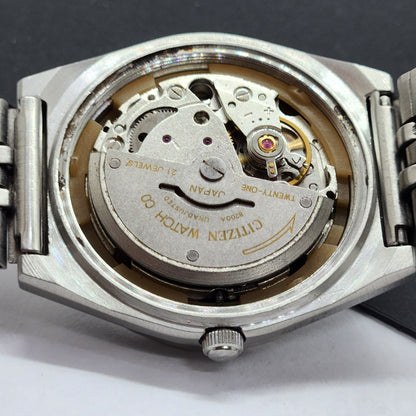 Vintage 1980 Original Citizen Automatic Cal. 8200 Black Face 21 Jewels Day-Date Japanese Men's Wrist Watch EG37