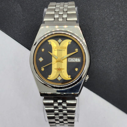 Vintage 1976 Original Citizen Automatic Cal. 8200 Black Face 21 Jewels Day-Date Japanese Men's Wrist Watch EG38