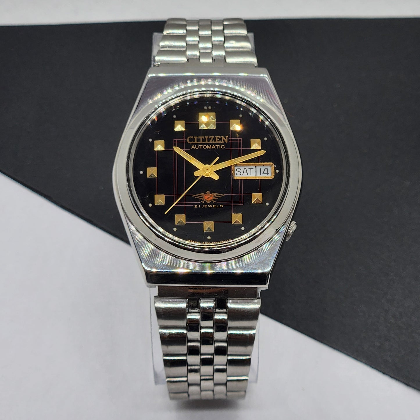 Vintage 1983 Original Citizen Automatic Cal. 8200 Black Face 21 Jewels Day-Date Japanese Men's Wrist Watch EG39