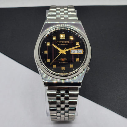 Vintage 1983 Original Citizen Automatic Cal. 8200 Black Face 21 Jewels Day-Date Japanese Men's Wrist Watch EG39