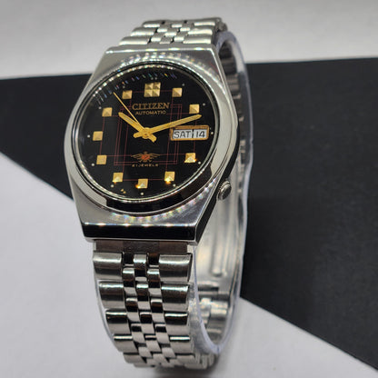 Vintage 1983 Original Citizen Automatic Cal. 8200 Black Face 21 Jewels Day-Date Japanese Men's Wrist Watch EG39