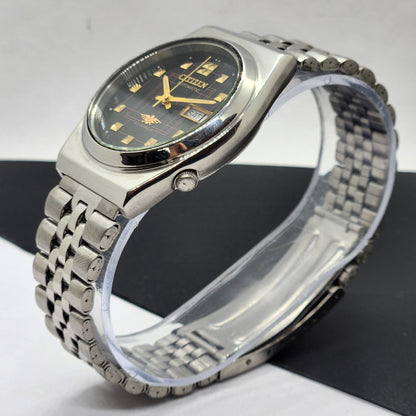 Vintage 1983 Original Citizen Automatic Cal. 8200 Black Face 21 Jewels Day-Date Japanese Men's Wrist Watch EG39